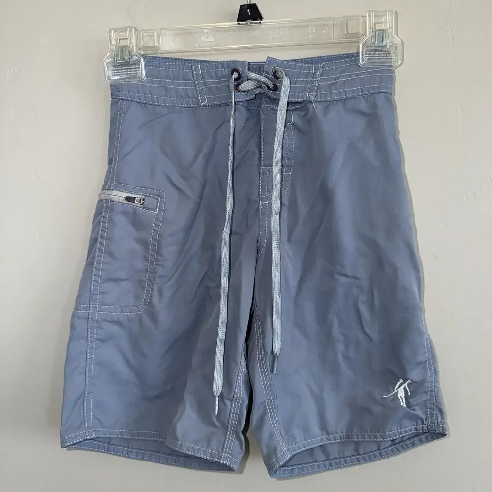 Toes On The Nose Boys Boardshorts Size S Pale Blue Swim Trunks 8” Inseam Kids